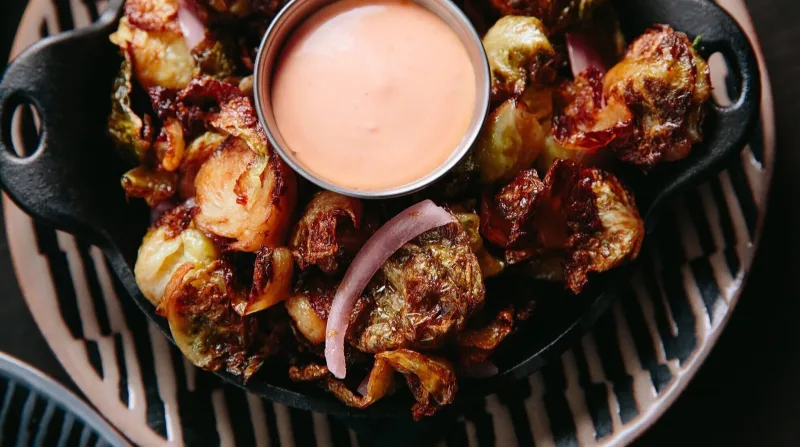 Crispy Brussels sprouts with dipping sauce